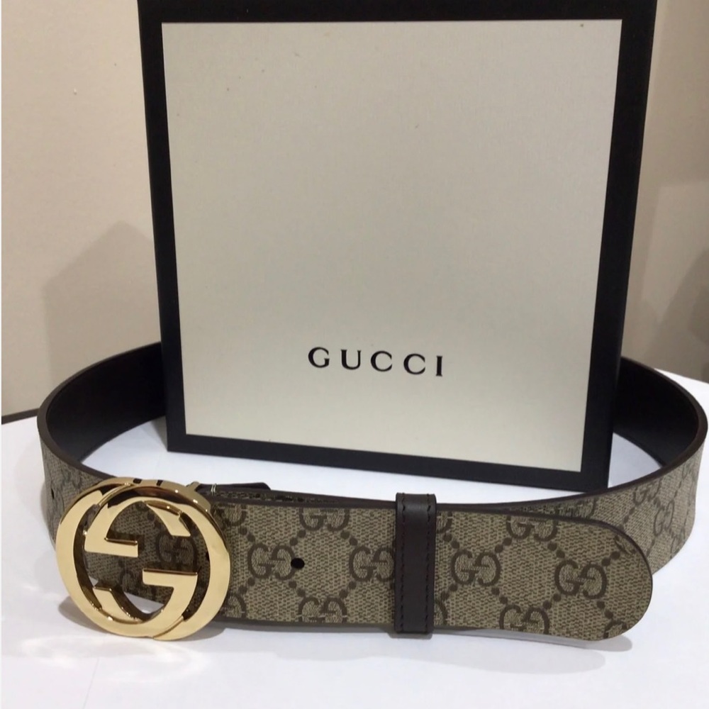 GUCCI BROWN BELT GOLD BUCKLE SIZE 2/4  85